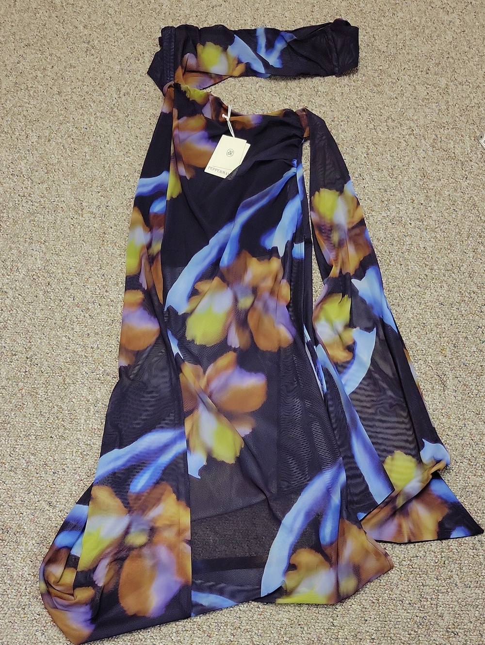 Peppermayo Costa Rica Maxi Dress - Navy with Blue & Green Floral - Picture 4 of 7